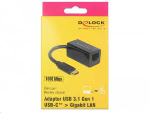 Delock 65904 USB Type-C > Gigabit LAN átalakító, kompakt, fekete