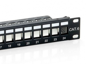 Equip Patch panel CAT6 24 PORT 1U 19" árnyékolt  fekete (769124)