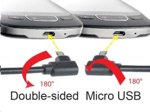 Gembird Cablexpert Double-sided Micro-USB -> USB 2.0 AM kábel 1.8 m, hajlított, fekete (CC-USB2-AMmDM90-6)