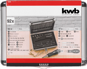 KWB PROFI POWER-BOX SPECIAL bit, dugókulcs készlet,  92 db-os, fém kofferban (106800)