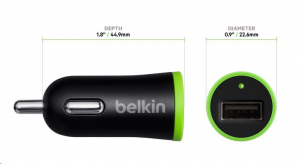 Belkin 2.4A / 12 Watt autós töltő USB port + 1.2m micro-USB kábel  (F8M887bt04-BLK)