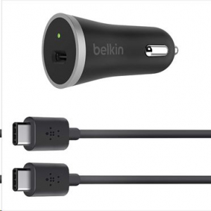 Belkin 15 W / 3A autós töltő + USB-C 2.0 kábel 1.2m fekete  (F7U005bt04-BLK)