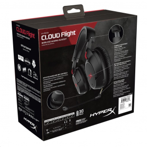 HyperX Headset Cloud Flight Gaming vezeték nélküli mikrofonos fejhallgató fekete (HX-HSCF-BK/EM / 4P5L4AM)