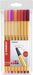 STABILO "Point 88" tűfilc készlet 0,4mm 8 különböző piros árnyalat  (TST88802 / 88/8-02)