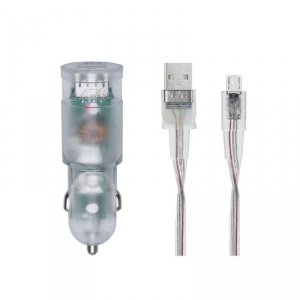 RivaCase Rivapower VA4223 TD1 (2 USB /3.4 A) autós töltő MicroUSB kábellel átlátszó  (4260403573440)