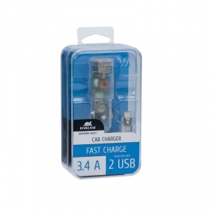 RivaCase Rivapower VA4223 TD1 (2 USB /3.4 A) autós töltő MicroUSB kábellel átlátszó  (4260403573440)
