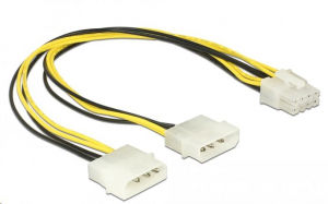 Delock 85453 tápkábel 2 x 4 tűs Molex apa csatlakozó > 8 érintkezős EPS dugó, 30 cm