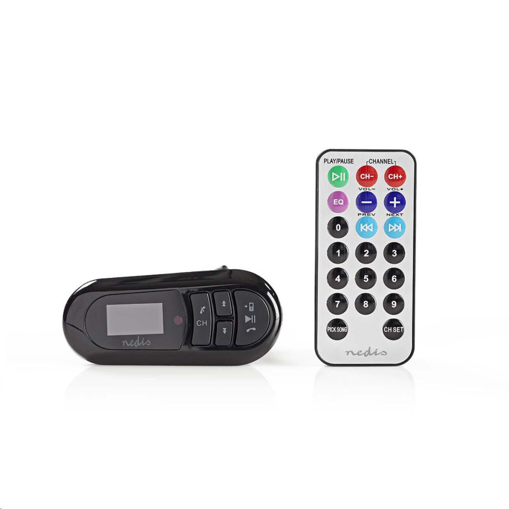 Nedis Autós FM transmitter Bluetooth, microSD-kártyanyílás, kéz nélküli hívás (CATR100BK)