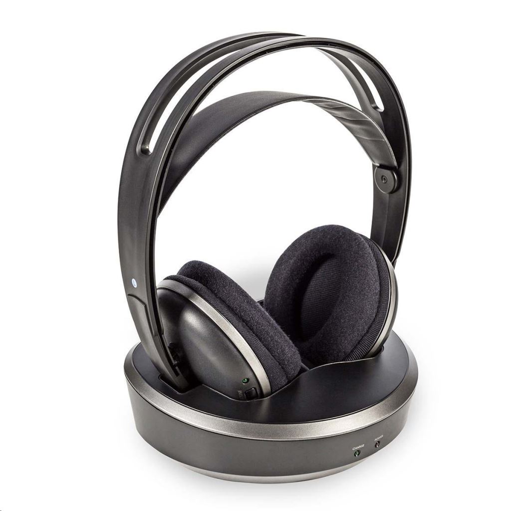 Nedis Rádiófrekvenciás vezeték nélküli fejhallgató fekete-ezüst (HPRF210BK)