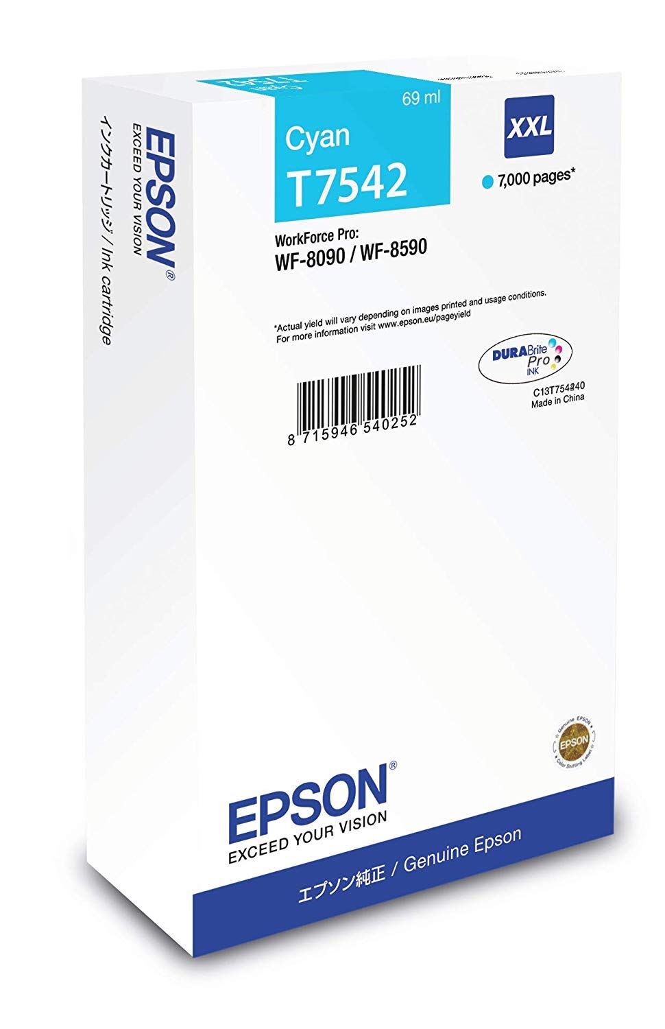 Epson WF-8090 / WF-8590 XXL tintapatron cián  (C13T754240)