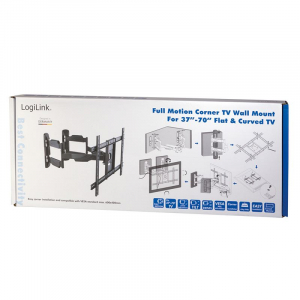 LogiLink TV tartó fali konzol dönthető, forgatható 37–70" max 45kg fekete (BP0047)