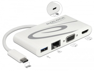 Delock USB Type-C 3.1 Docking Station 4K 30Hz fehér (87731)