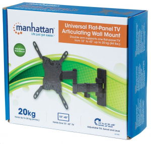 Manhattan TV LED/LCD/PDP forgatható duplakaros falikonzol 13-42'' 20kg VESA fekete  (461405)