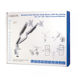 LogiLink asztali dupla monitor tartó konzol, dönthető, forgatható 13–32" max 9 kg fekete (BP0043)