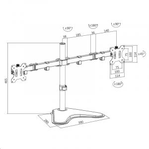 LogiLink asztali duál monitor tartó konzol, dönthető, forgatható 13–32" max 8 kg fekete (BP0045)