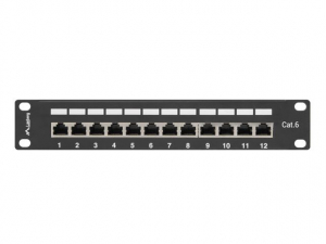 Lanberg Patch panel CAT6 12 PORT árnyékolt 1U 10" fekete (PPF6-9012-B)