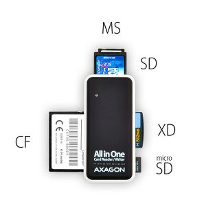 Axagon USB2.0 5 foglalatú külső kártyaolvasó fekete-fehér (CRE-X1)