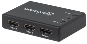Manhattan AV elosztó splitter HDMI 1.4 1x4 4K@30Hz UHD AC teljesítmény (207706)