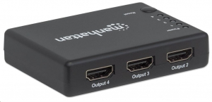 Manhattan AV elosztó splitter HDMI 1.4 1x4 4K@30Hz UHD AC teljesítmény (207706)