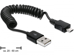 Delock DL83162 USB 2.0 A male --> USB micro-B male spirál kábel