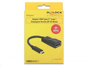 Delock 62748 Adapter USB Type-C csatlakozódugóval > Displayport csatlakozóhüvellyel (DP váltakozó mód) 4K 60 Hz