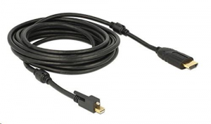 Delock 83732 mini DisplayPort 1.2-dugós csatlakozó csavarral > HDMI-csatlakozódugó 4K aktív kábel, fekete, 5 m