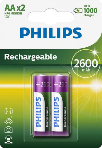 Philips 2600 mAh AA Akkumulátor Rechargeables Nikkel-fémhidrid 2db/cs  (R6B2A260/10)