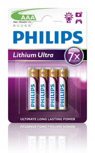 Philips Lítium 1.5V AAA Mini Ceruza elem Lithium Ultra 4db  (FR03LB4A/10)