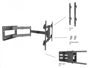 Multibrackets Long Reach 1010 mm fali konzol, karos, d&ouml;nthető, forgathat&oacute; 42"-75" fekete (7350073736539)