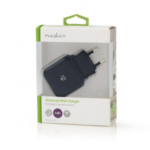 Nedis hálózati töltő 4.8 A 2xUSB-A fekete (WCHAU484ABK)