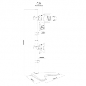 Newstar duál asztali monitortartó állvány 10-32" 8kg/monitor fekete  (FPMA-D550DDVBLACK)