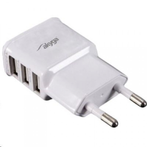 Akyga USB-s h&aacute;l&oacute;zati t&ouml;ltő adapter 5V/3.1A 3xUSB feh&eacute;r  (AK-CH-05 240V)