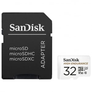 32GB Micro SDHC memória kártya Sandisk High Endurance CL10 U3 V30 + adapter  (SDSQQNR-032G-GN6IA / 183565)