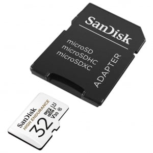 32GB Micro SDHC memória kártya Sandisk High Endurance CL10 U3 V30 + adapter  (SDSQQNR-032G-GN6IA / 183565)