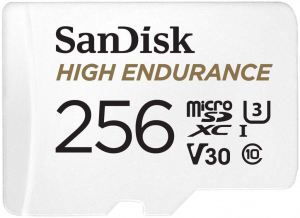 256GB Micro SDXC memória kártya Sandisk High Endurance CL10 U3 V30 + adapter  (SDSQQNR-256G-GN6IA / 183568)