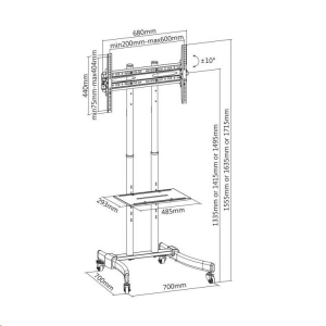 Sbox FS-400 32"-70" moduláris görgős padlóállvány TV-hez