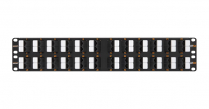 Nikomax UTP patch panel cat.5e 48 port 19" 2U döntött (NMC-RP48UD2-AN-2U-BK)