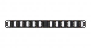 Nikomax UTP patch panel cat.6 24 port 19" 1U döntött (NMC-RP24UE2-AN-1U-BK)