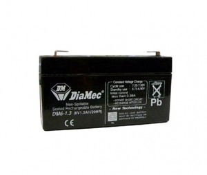 Diamec zselés ólomsavas gondozásmentes akkumulátor 6V 1300mAh 96.5x23.5x56.5mm (DM6-1.3)