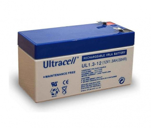 Ultracell zselés ólomsavas gondozásmentes akkumulátor 12V 1300mAh 97x43x58mm (UL1.3-12)