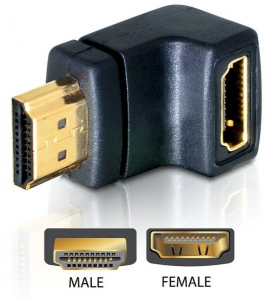 Delock DL65071 HDMI male -> HDMI female 90° lefelé elforgatott adapter