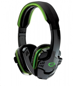 Esperanza EGH310G RAVEN Gamer mikrofonos fejhallgató fekete-zöld