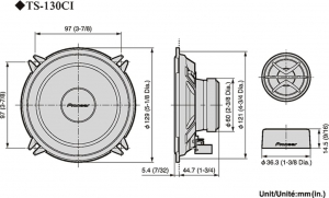 Pioneer TS-130Ci különálló, egyedi illesztésű hangszóró