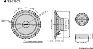 Pioneer TS-170Ci különálló, egyedi illesztésű hangszóró