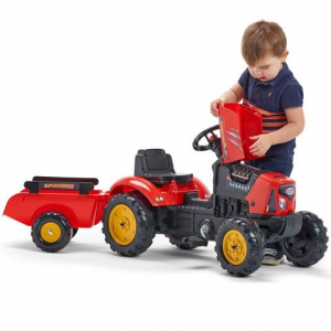 FALK SuperCharger pedálos piros traktor utánfutóval (2030AB)