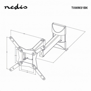 Nedis dönthető fali TV-tartókonzol 10-32" Max 30 kg 3 forgáspont (TVWM31BK)