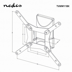 Nedis dönthető fali TV-tartókonzol 10-32" Max 30 kg 1 forgáspont (TVWM11BK)