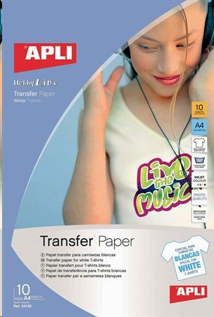 APLI fólia, vasalható, A4, tintasugaras nyomtatóba, fehér pólóhoz (FOTA4128)