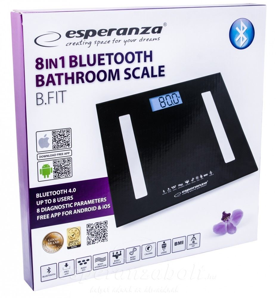 Esperanza EBS016K B.FIT 8 in1 Bluetooth fürdőszoba mérleg fekete