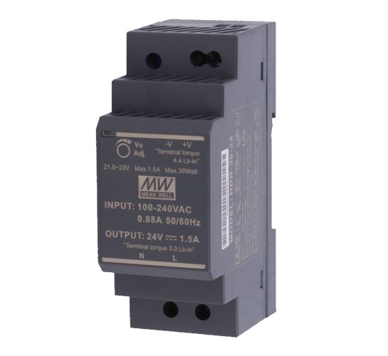 Mean Well DIN sínre szerelhető kapcsolóüzemű tápegység 24VDC 1.5A 30W (HDR-30-24)